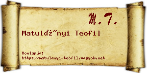 Matulányi Teofil névjegykártya